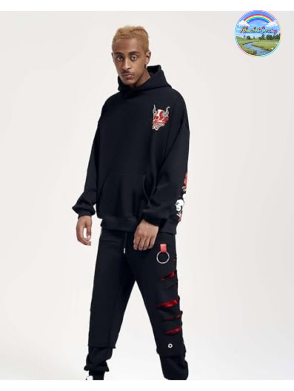 Men's Dragon Embroidered Heavyweight Graphic Hoodie Streetwear Pullover